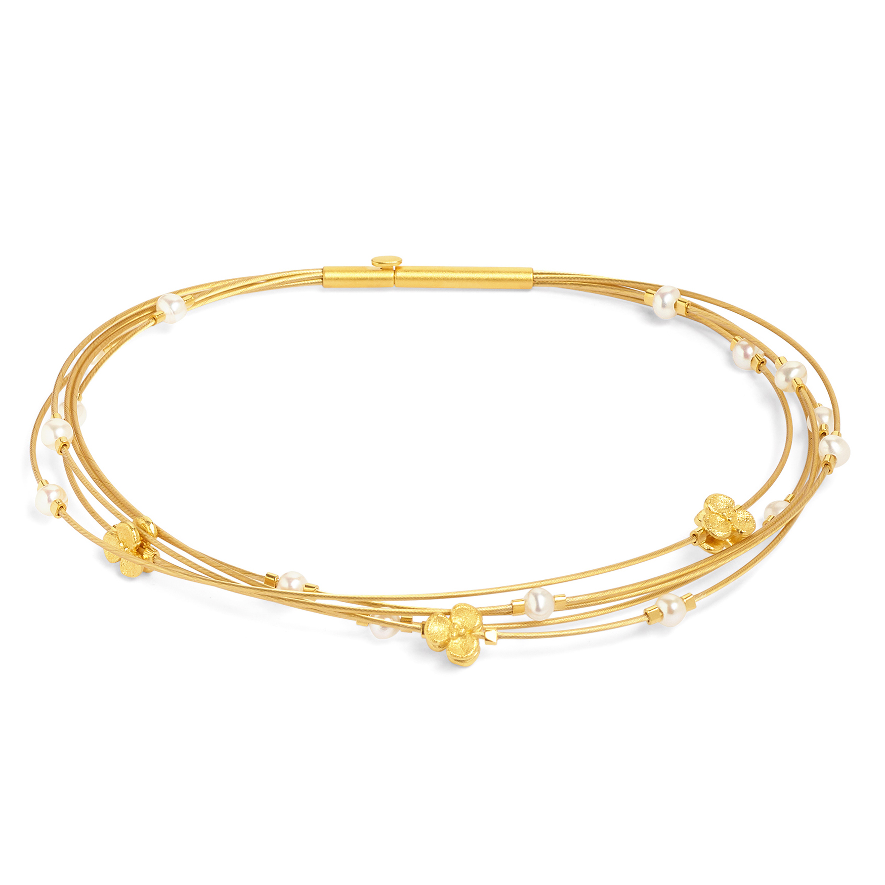 Leiflori Armreif Gold-Silber mit Perlen